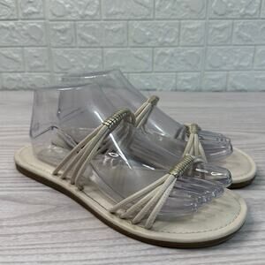 Universal Thread Aura Two-Band Slide Sandals WMNS 8.5 Off-White Strappy Slip On